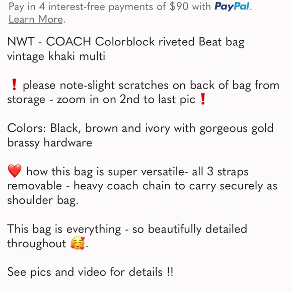 COACH Colorblock riveted Beat bag - Picture 3 of 15